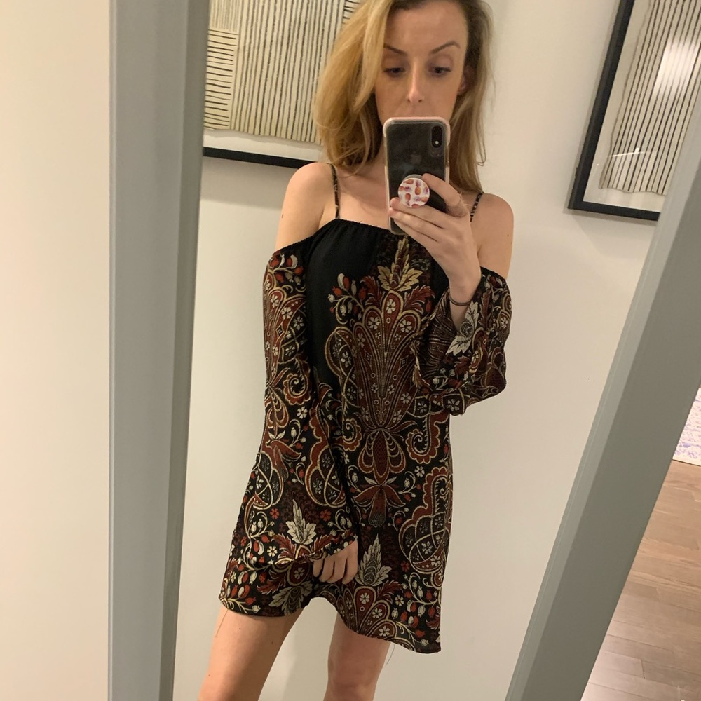 Off the shoulder pattered dress